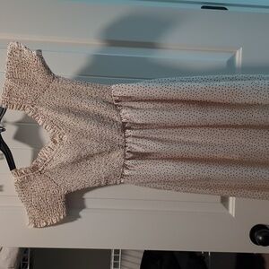 Dress , small beige with brown polkadot